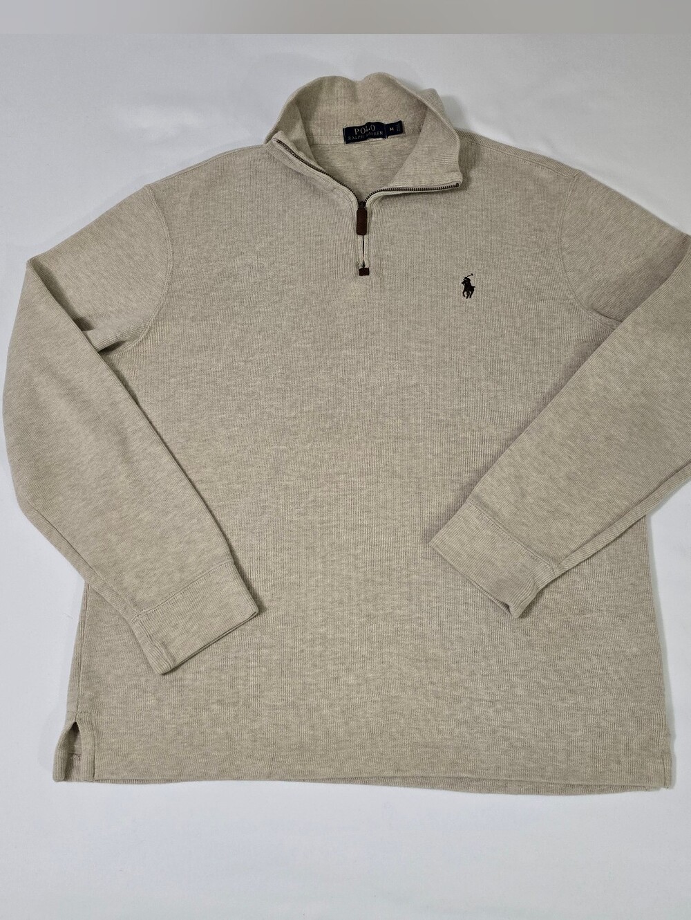 Ralph Lauren Polo Quarter Zip 100%  cotton Mens Sweater Size Medium EUC
